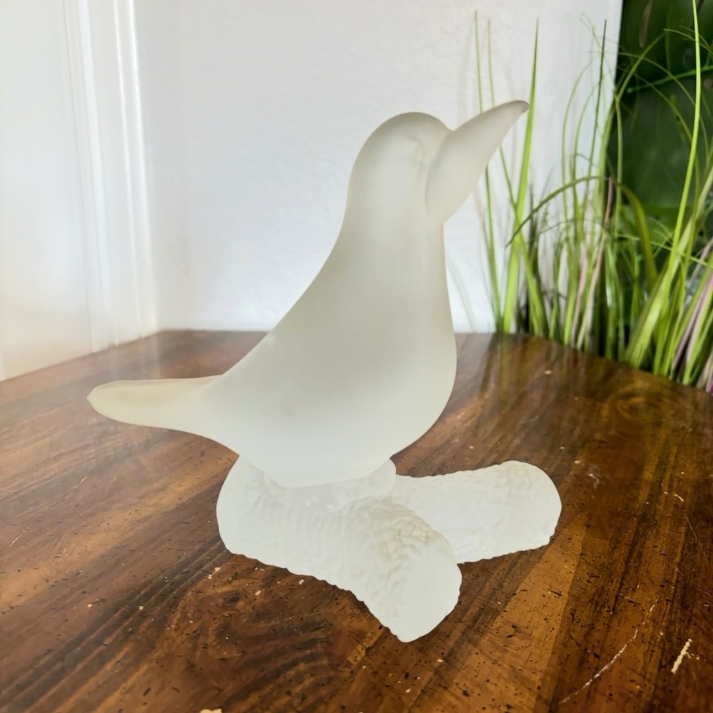 Vintage Frosted Glass Bird on Branch